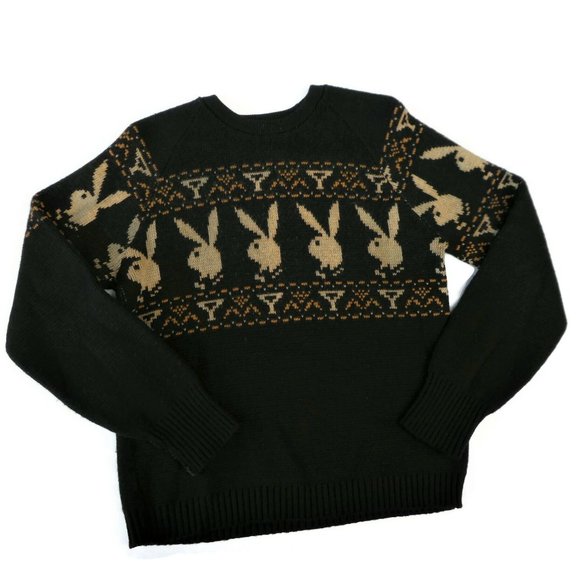 SOLD Vintage 60s Playboy Sweater All Wool Black S - Picture 7 of 11